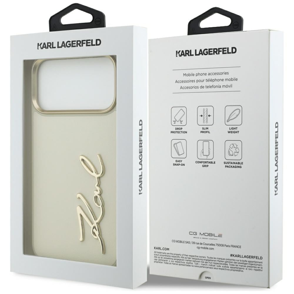 Karl Lagerfeld Karl Script Logo Case til iPhone 17 Pro Max - Beige