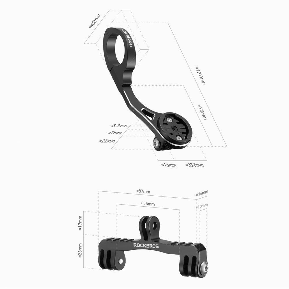 Rockbros FK-301 2-in-1 Handlebar Bike Mount for Computer/Navigator and Camera/Lighting - Black