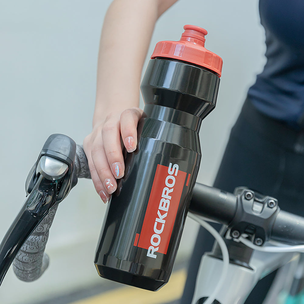 Rockbros 750 ml Bike Bottle - Transparent Black with Red Mouthpiece