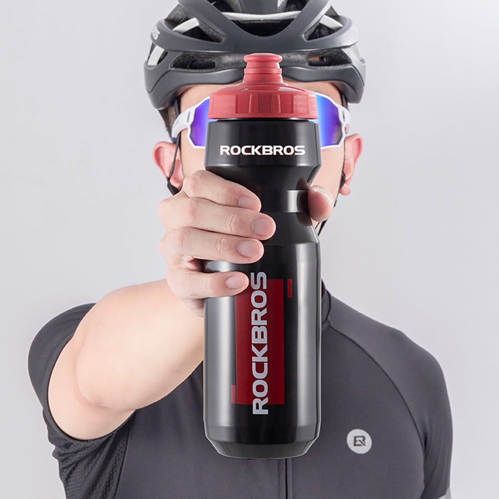 Rockbros 750 ml Bike Bottle - Transparent Black with Red Mouthpiece