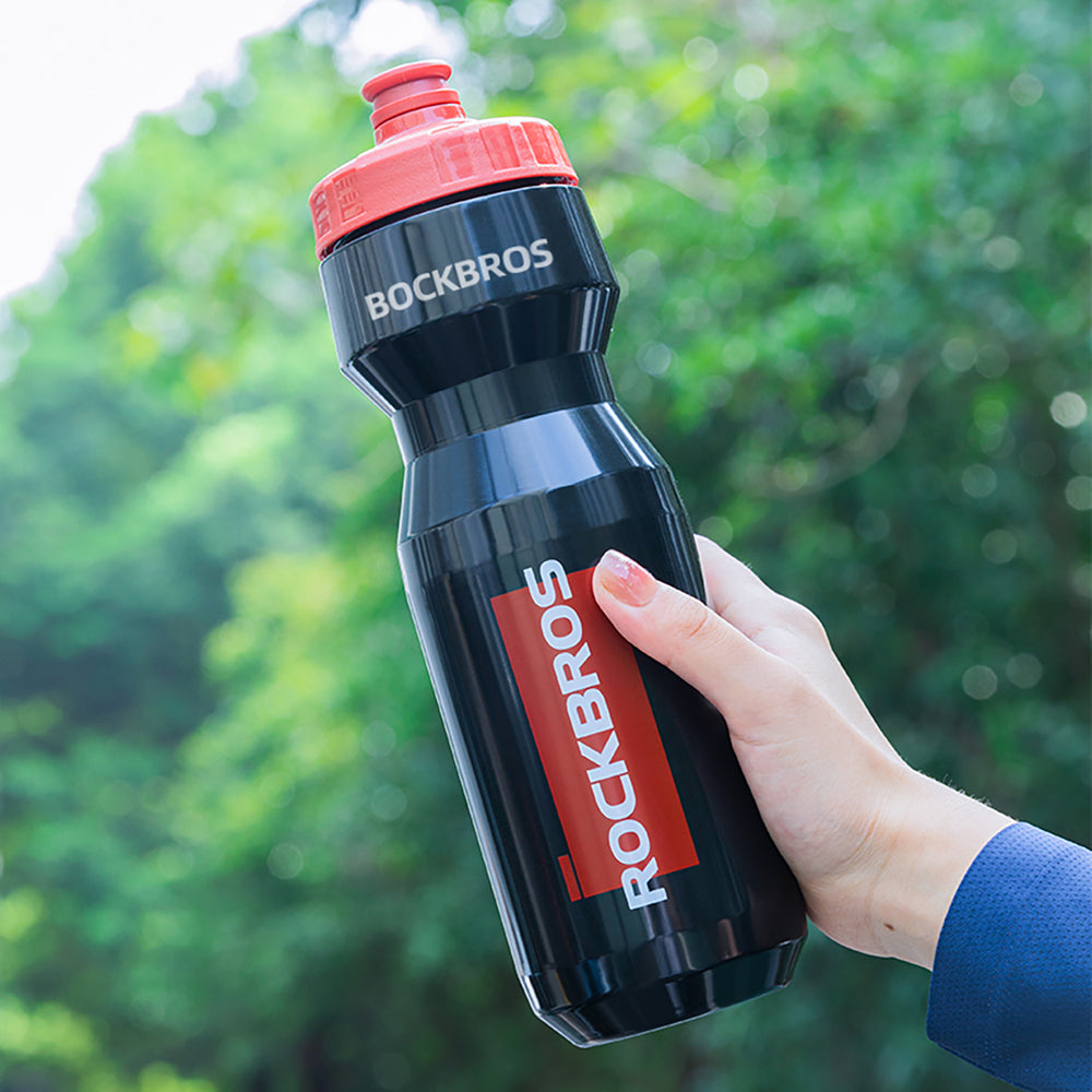Rockbros 750 ml Bike Bottle - Transparent Black with Red Mouthpiece