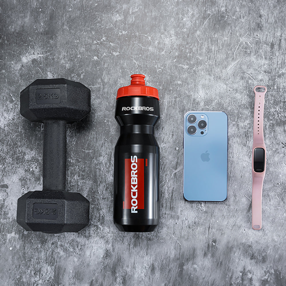 Rockbros 750 ml Bike Bottle - Transparent Black with Red Mouthpiece