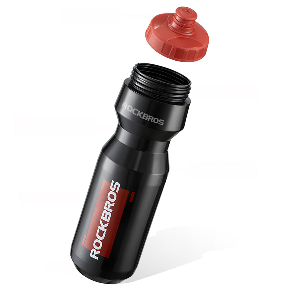 Rockbros 750 ml cykelflaske - gennemsigtig sort med rød mundstykke