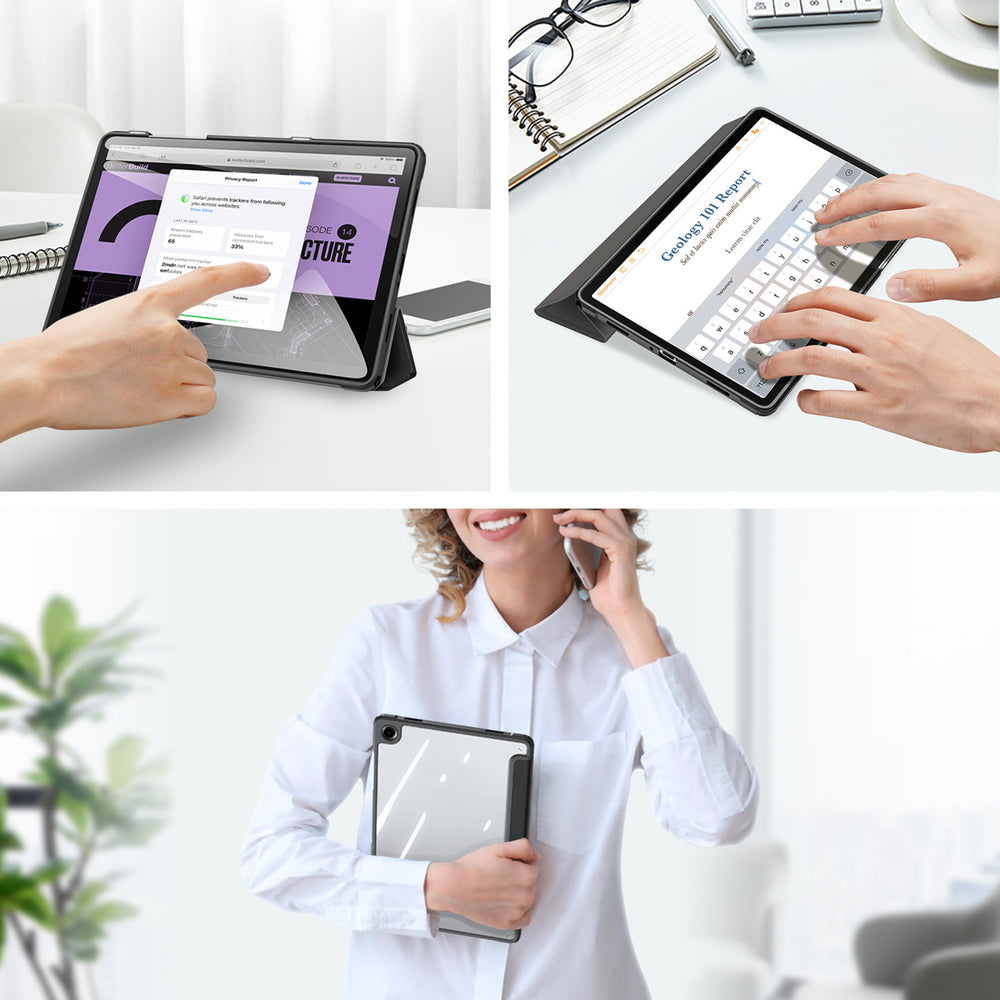 Dux Ducis Toby Armored Flip Case til Samsung Galaxy Tab A11 Plus/A9 Plus - sort