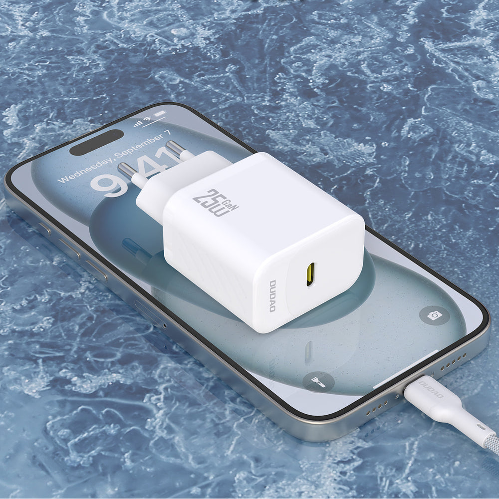 Dudao A27CEU PD 25W GaN USB-C Wall Charger with USB-C Cable - White