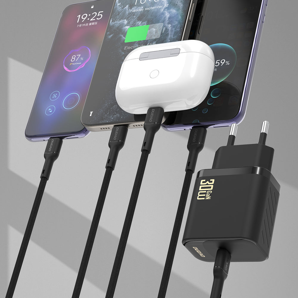Dudao A27PCEU PD 30W GaN USB-C Wall Charger med USB-C-kabel - sort