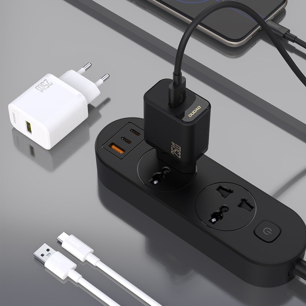 Dudao A27STEU 25W GaN USB-A Wall Charger med USB-A - USB-C Cable - sort