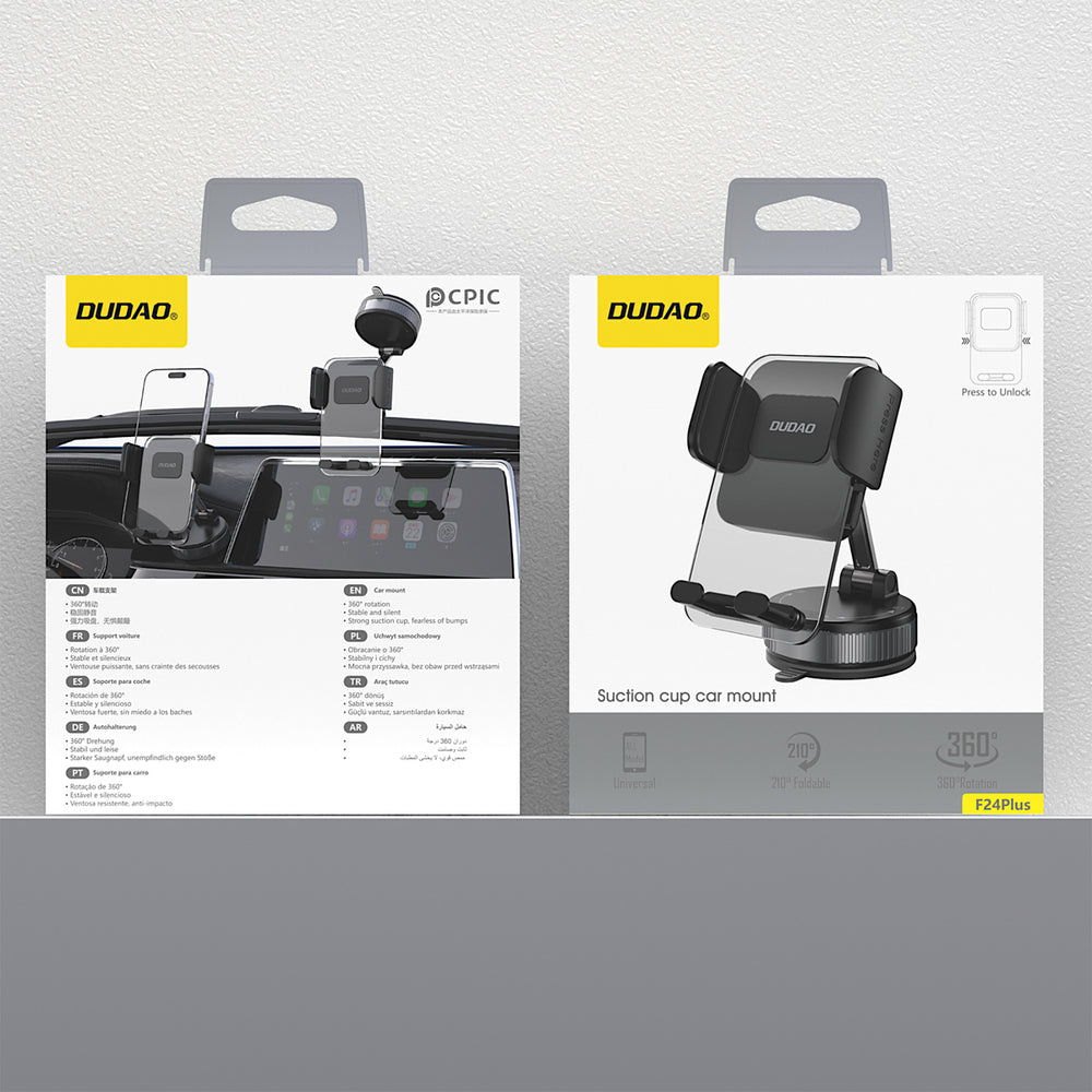 Dudao F24PLUS bilholder med sugekop til instrumentbrættet - sort