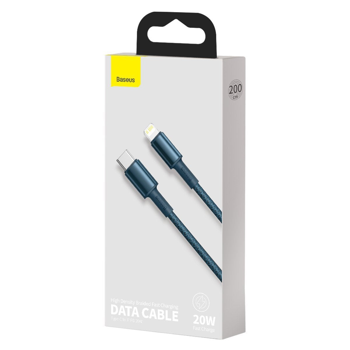 Baseus High Density Braided Cable Type-C til Lightning, PD, 20W, 2m (blå)