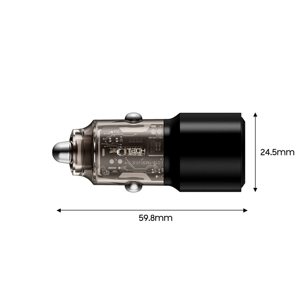 Tech-Protect CC03 95W 2-Port USB-A / USB-C Biloplader - sort