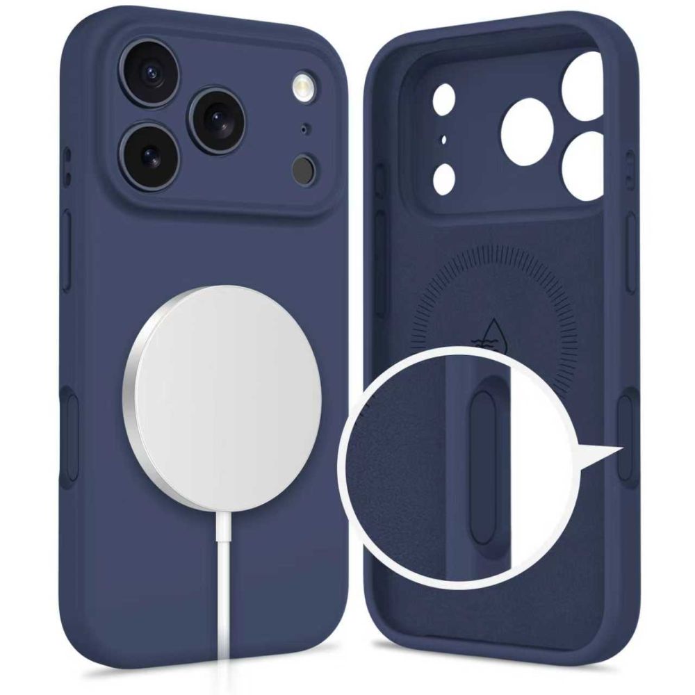 Tech-Protect Silicone MagSafe Case til iPhone 17 Pro Max - Navy Blue