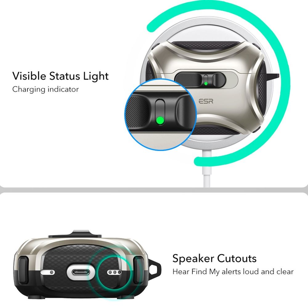 ESR Cyber FlickLock MagSafe case for AirPods Pro 3 - silver