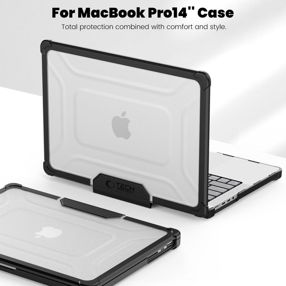 Tech-Protect SmartShell Pro-kasse til Macbook Pro 14 M1 / M2 / M3 / M4 / M5 2021-2025 - sort og gennemsigtig