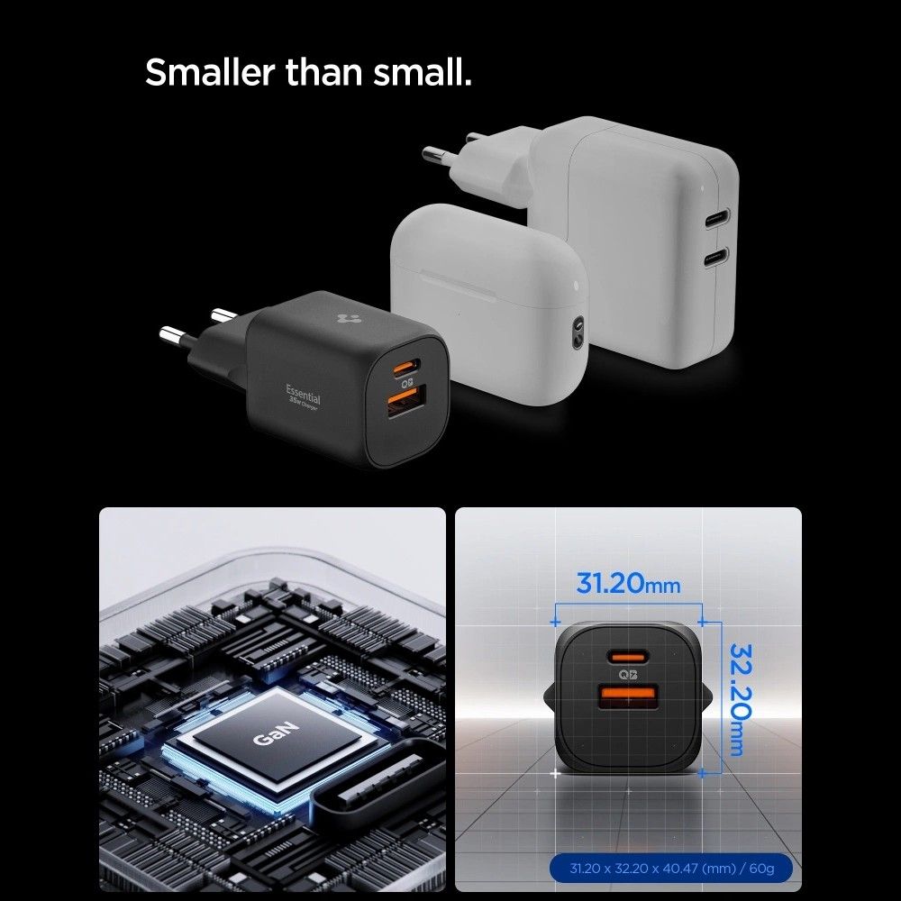 Spigen Essential EE352EU USB-C / USB-A 35W Wall Charger - Black
