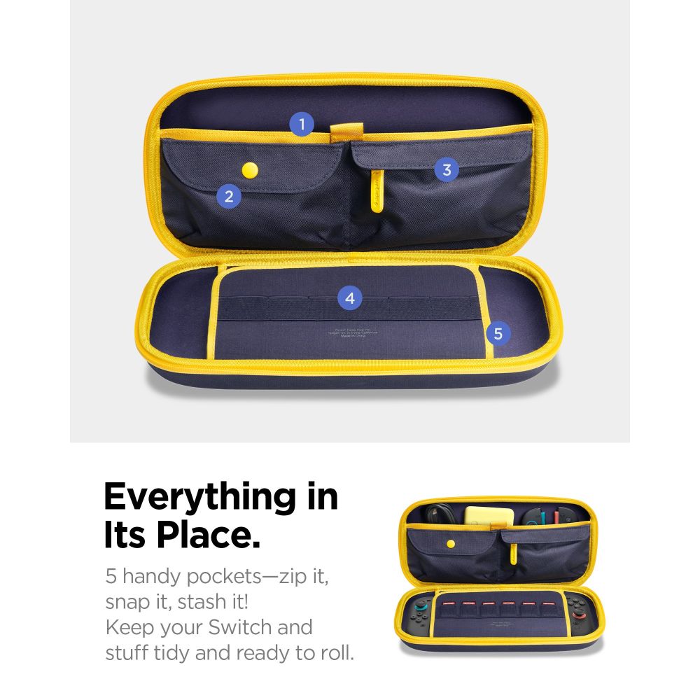 Spigen Nano Pop Pro Pouch for Nintendo Switch 2 - Navy Blue and Yellow