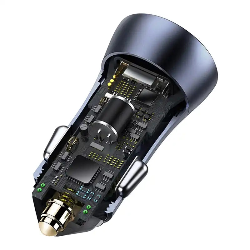 Ładowarka samochodowa Baseus Golden Contactor Pro, USB + USB-C, QC4.0+, PD, SCP, 40W (szara) + kabel USB til USB-C 1m (czarny)