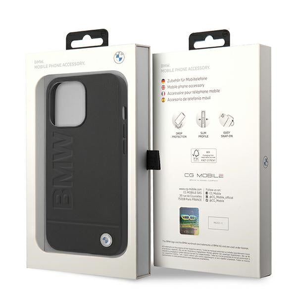 BMW Leather Stamp Case for iPhone 14 Pro - Black