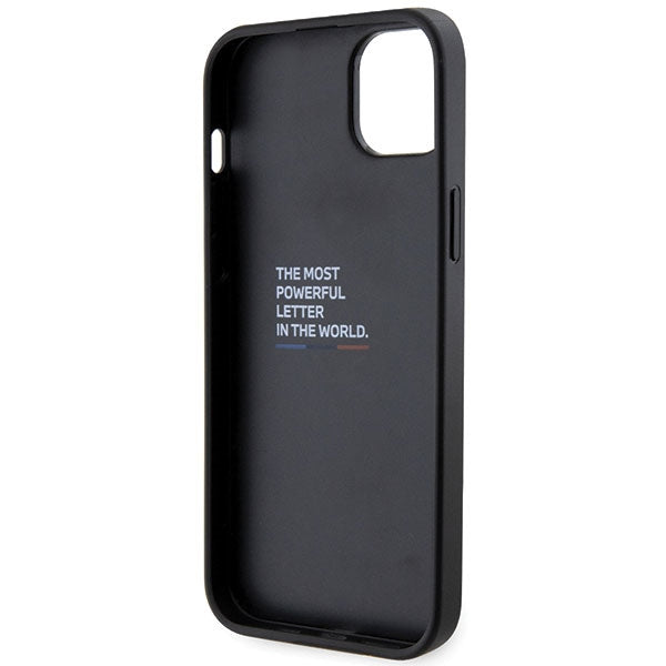 BMW Grip Stand Hot Stamp Case til iPhone 14 Plus / 15 Plus - sort