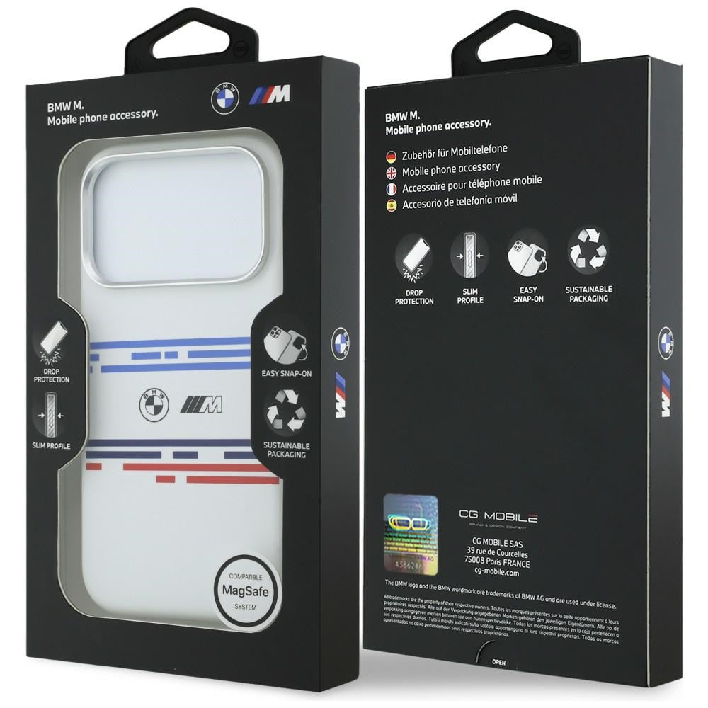 BMW M Silicon Horizontal Line MagSafe Case for iPhone 17 Pro - White