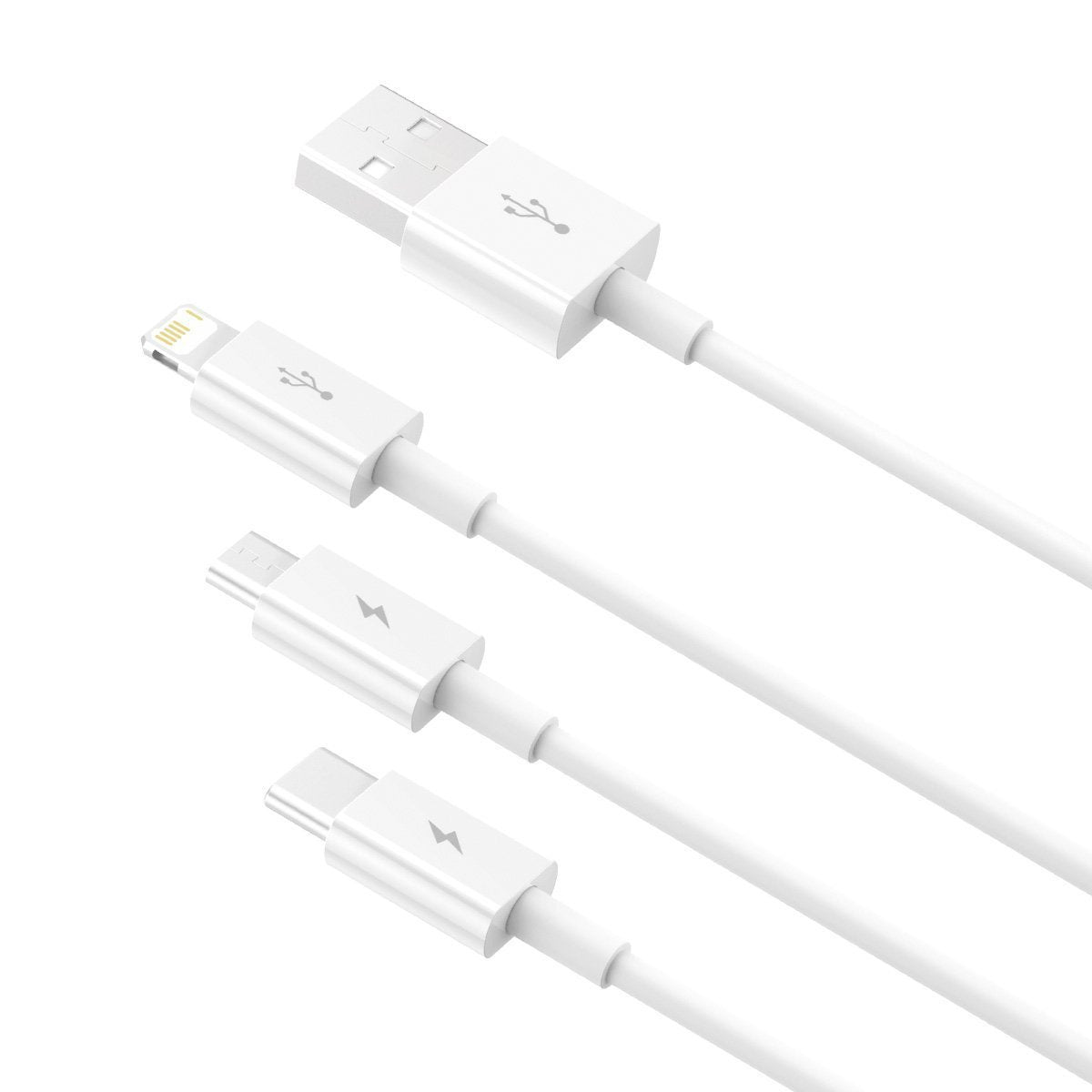 USB-kabel 3in1 Baseus Superior Series, USB til mikro USB / USB-C / Lightning, 3,5 A, 1,5 m (hvid)