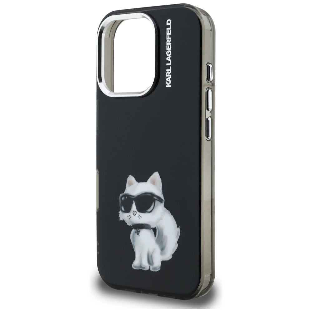Karl Lagerfeld IML Aquarelle Choupette & Logo iPhone 16 Pro Case - Black
