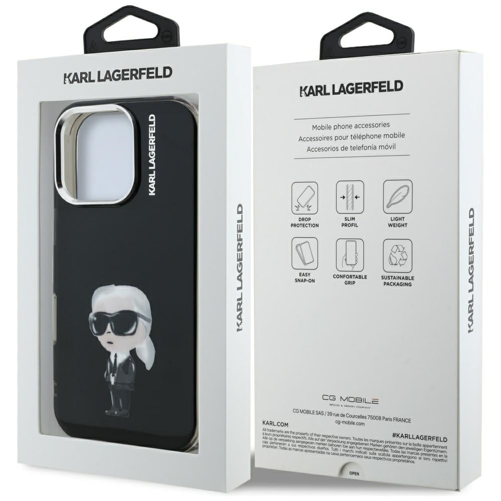 Karl Lagerfeld IML Aquarelle Karl & Logo MagSafe Case for iPhone 16 Pro Max - Black