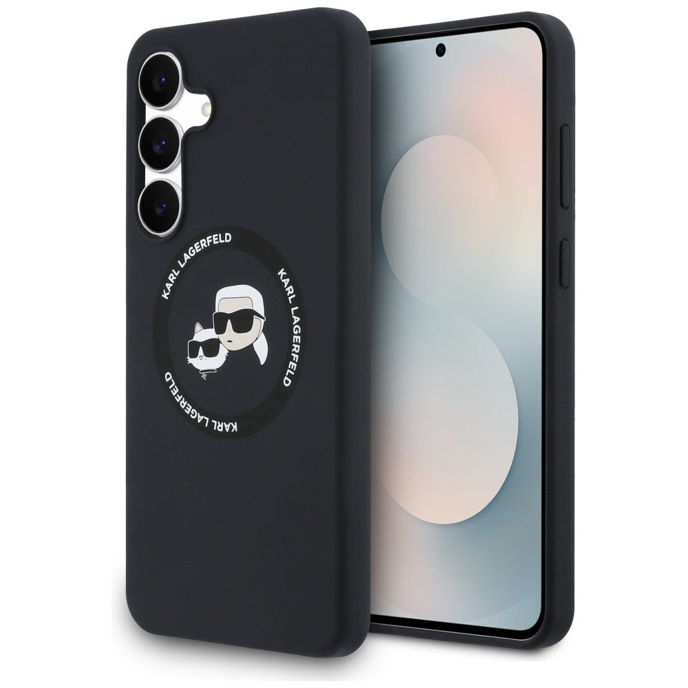 Karl Lagerfeld Silicone Karl & Choupette Heads MagSafe Case for Samsung Galaxy S25 FE - Black