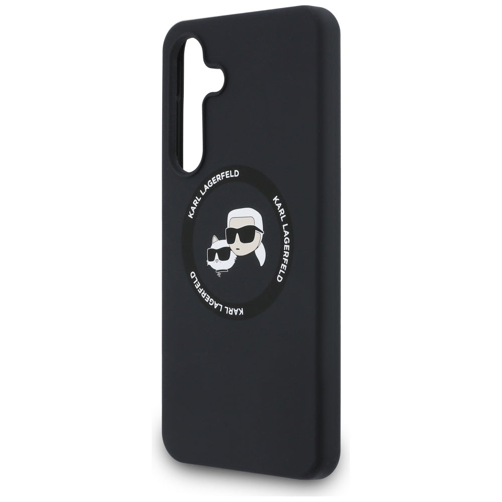 Karl Lagerfeld Silicone Karl & Choupette Heads MagSafe Case for Samsung Galaxy S25 FE - Black