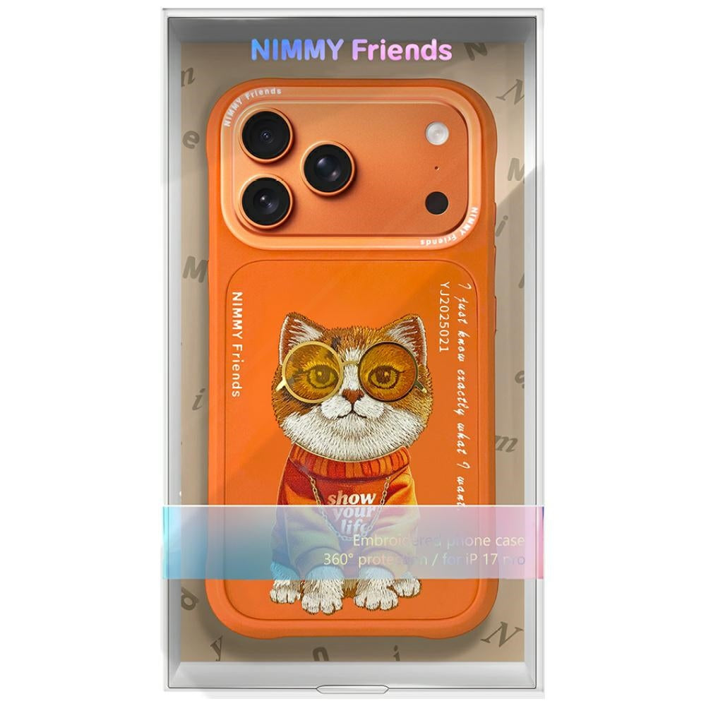 Nimmy Glasses Cool Cat Case for iPhone 17 Pro Max - Orange