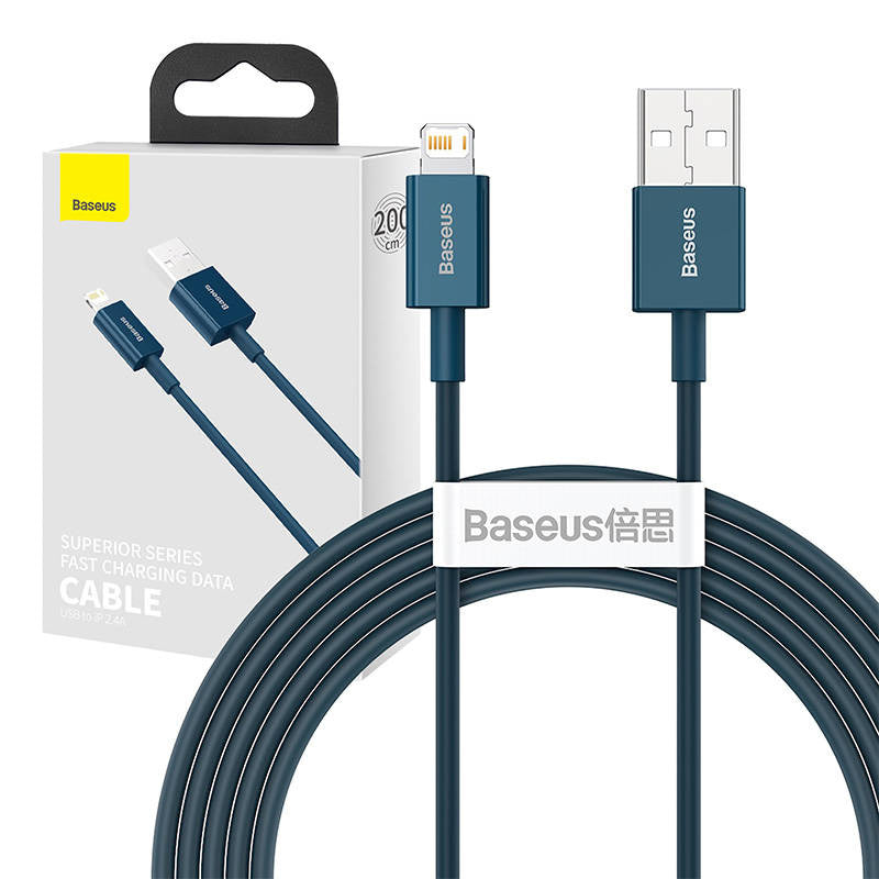 Baseus Superior-serien Kabel USB til iP 2.4A 2m (blå)