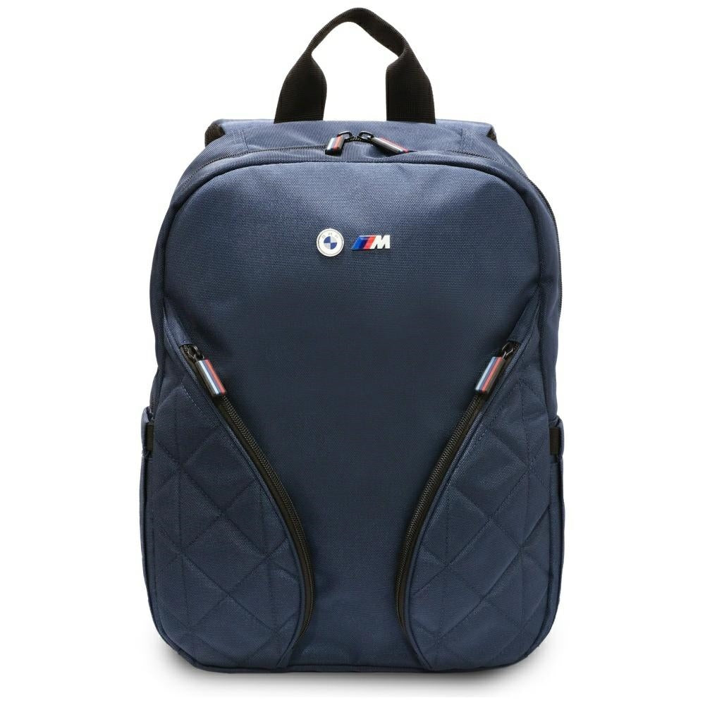 BMW Nylon Pockets & Metal Logo 16" Laptop Backpack - Navy Blue