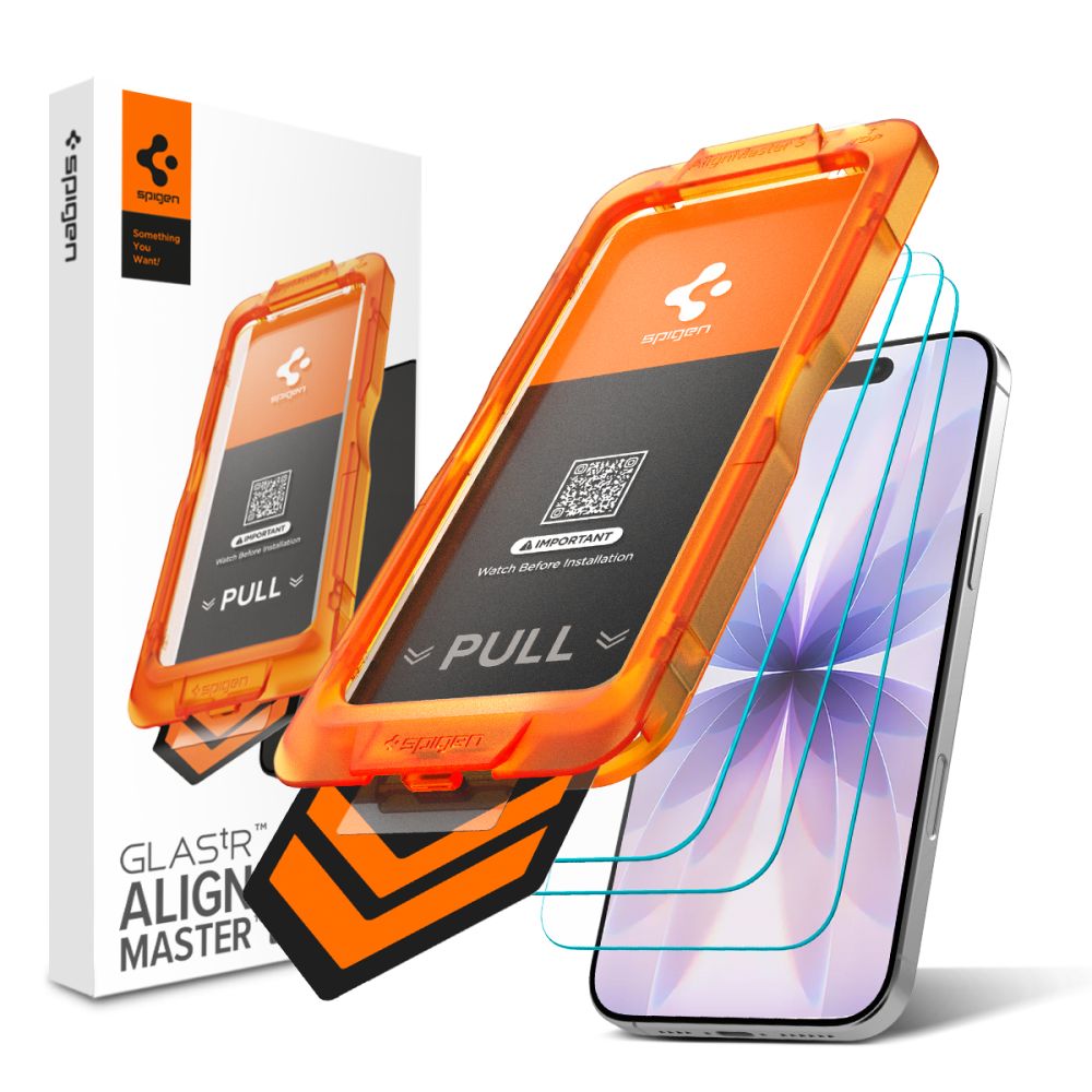 Spigen Glas.tR AlignMaster Slim 3-pakke hærdet glas til iPhone 17