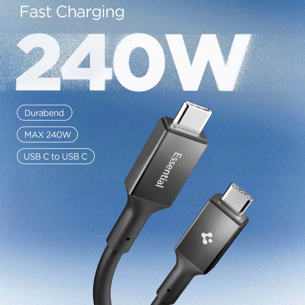 Spigen Essential EB24012CC USB-C / USB-C 240W 120cm Kabel - sort