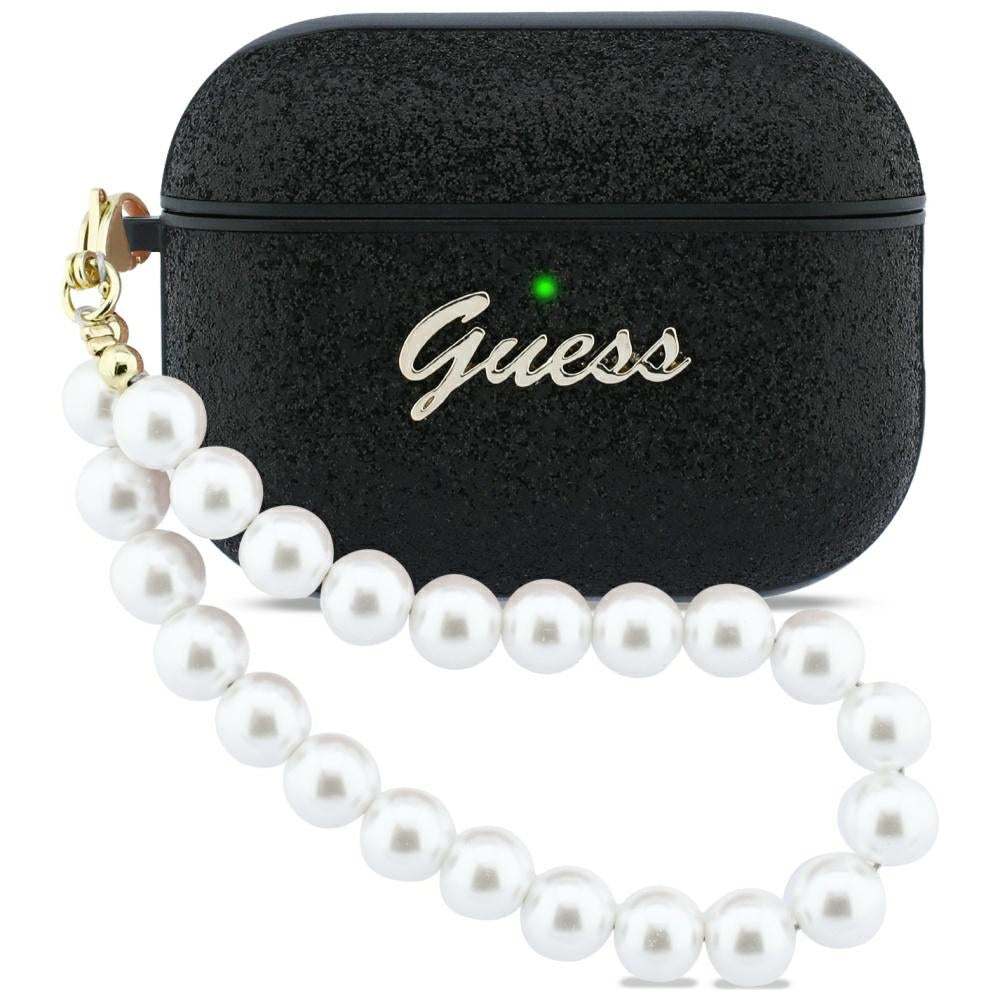 Guess Glitter Pearl Strap Case til AirPods Pro 3 - sort