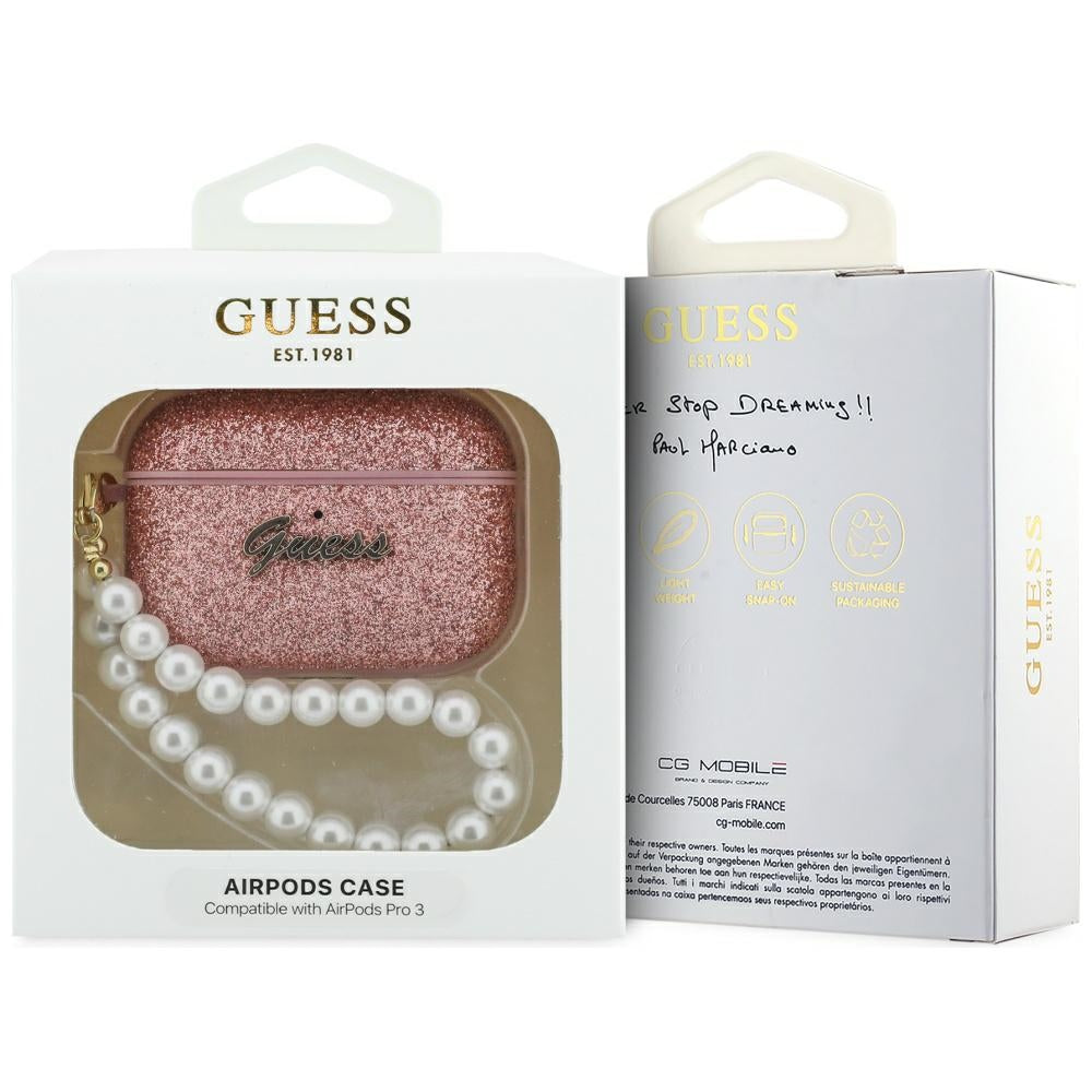 Guess Glitter Pearl Strap Case til AirPods Pro 3 - Pink