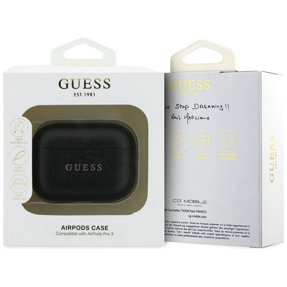 Guess Grained Classic Logo-kasse til AirPods Pro 3 - sort