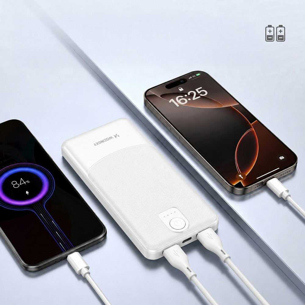 Powerbank Wozinsky Wpower WPBBK-3 10000 mAh 10W 2x USB-A 2A - hvid