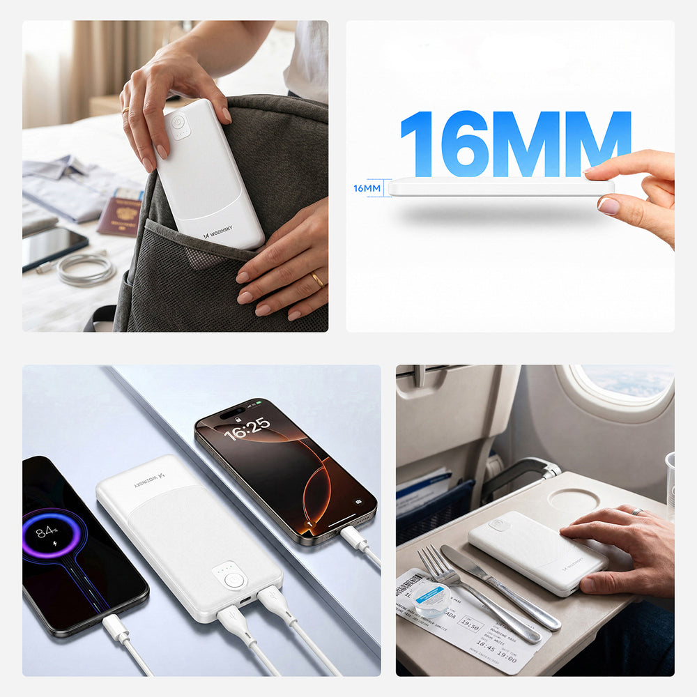 Powerbank Wozinsky Wpower WPBBK-3 10000 mAh 10W 2x USB-A 2A - hvid