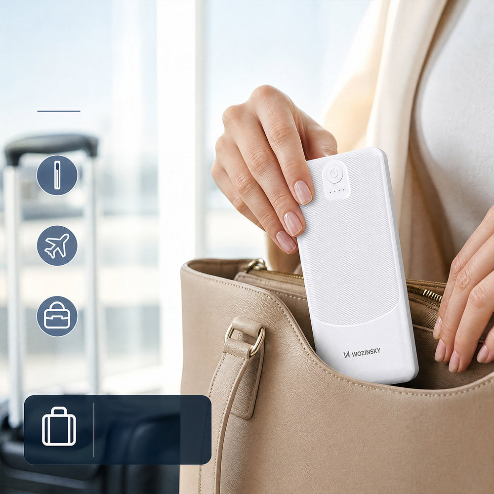 Powerbank Wozinsky Wpower WPBBK-3 10000 mAh 10W 2x USB-A 2A - hvid