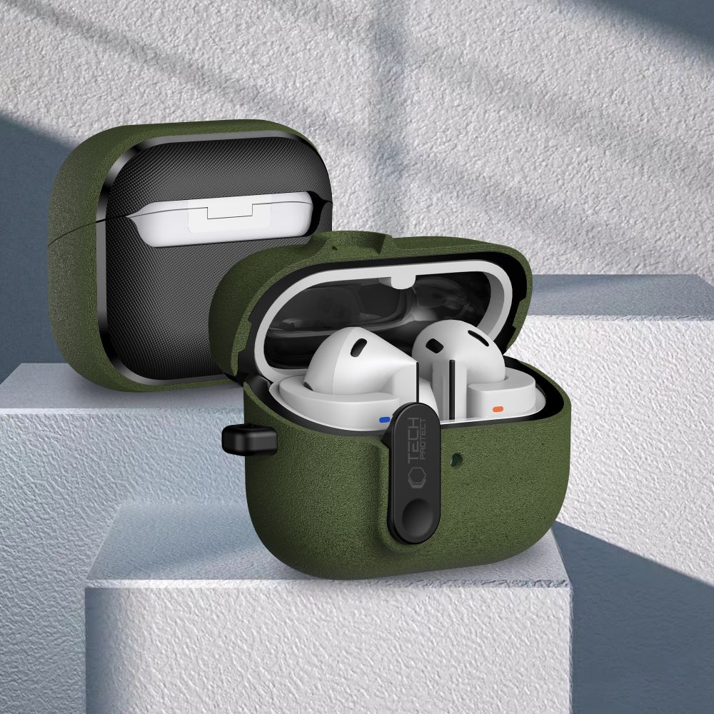 Tech-Protect Slim Hook Case til Samsung Galaxy Buds 3 / 3 FE / 3 Pro - Grøn