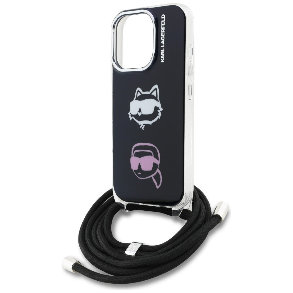 Karl Lagerfeld IML Crossbody Karl&Choupette Head Case til iPhone 16 Pro Max - sort