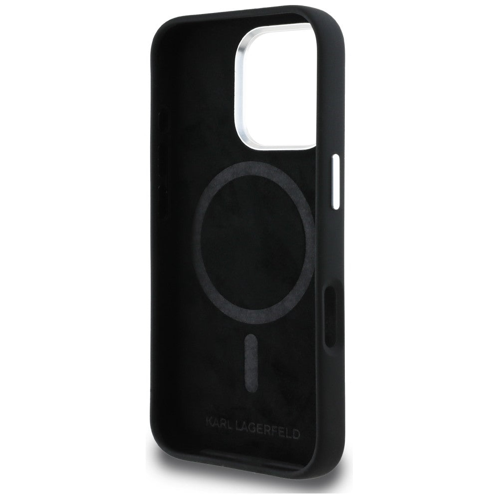 Karl Lagerfeld Silicone Karl & Choupette Sketch MagSafe Case til iPhone 16 Pro Max - sort