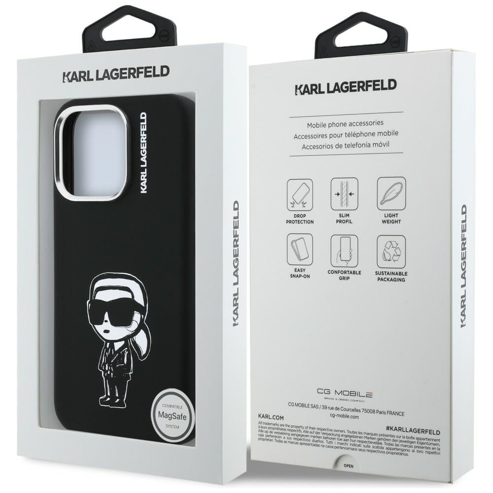 Karl Lagerfeld Silicone Karl Sketch MagSafe Case til iPhone 16 Pro - sort