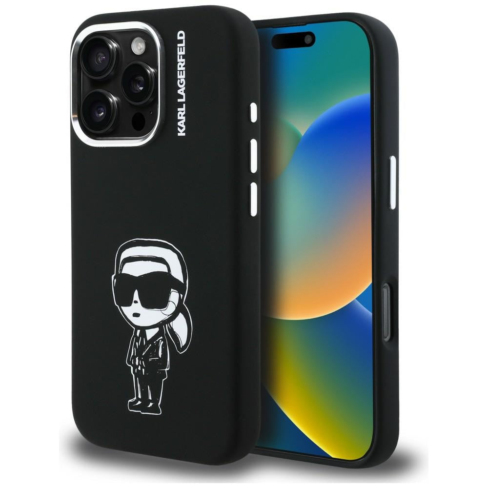 Karl Lagerfeld Silicone Karl Sketch MagSafe Case til iPhone 16 Pro Max - sort
