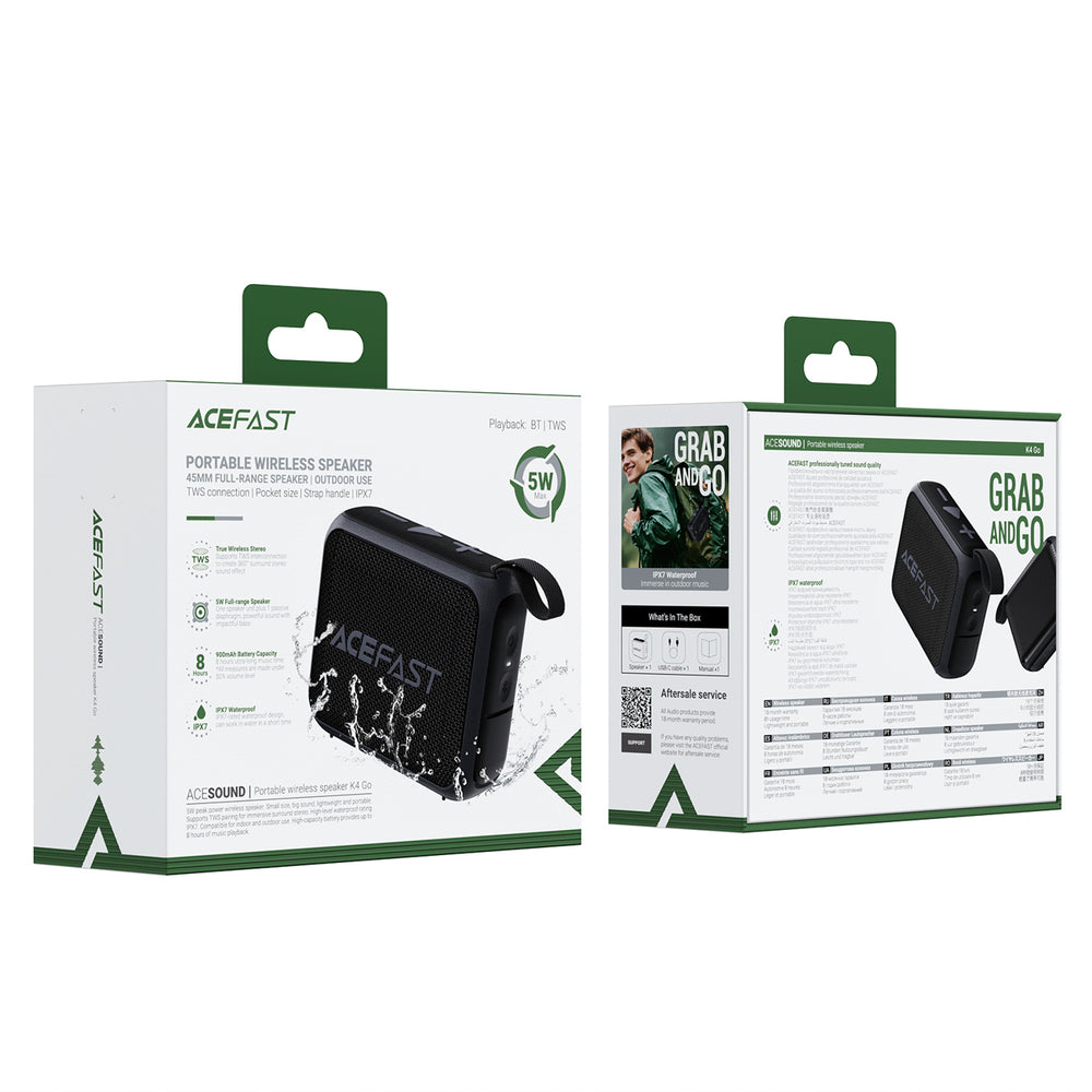 Acefast K4 Go Bluetooth 5.4 Mini trådløs højttaler - sort