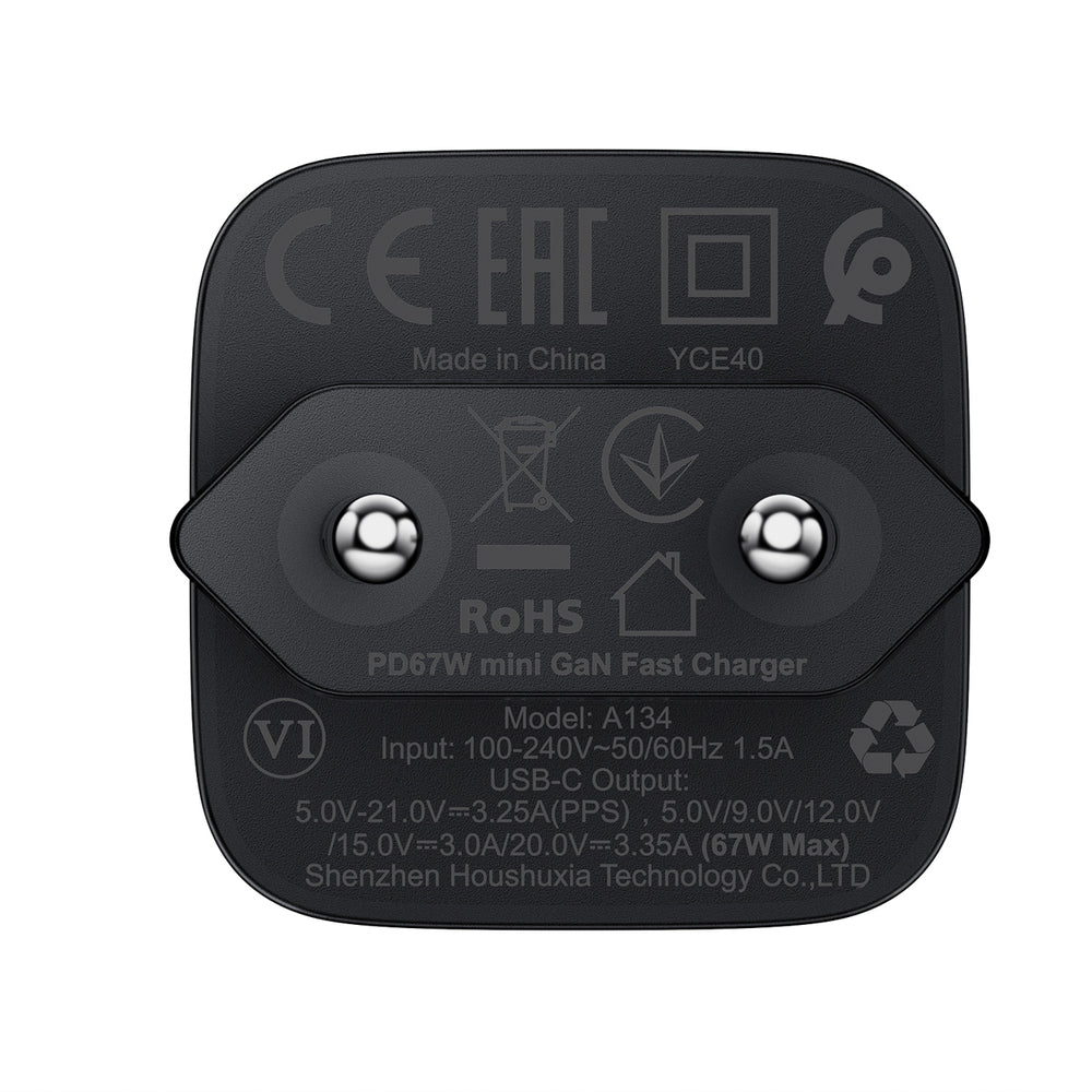 Acefast A134 67W GaN USB-C Wall Charger - sort
