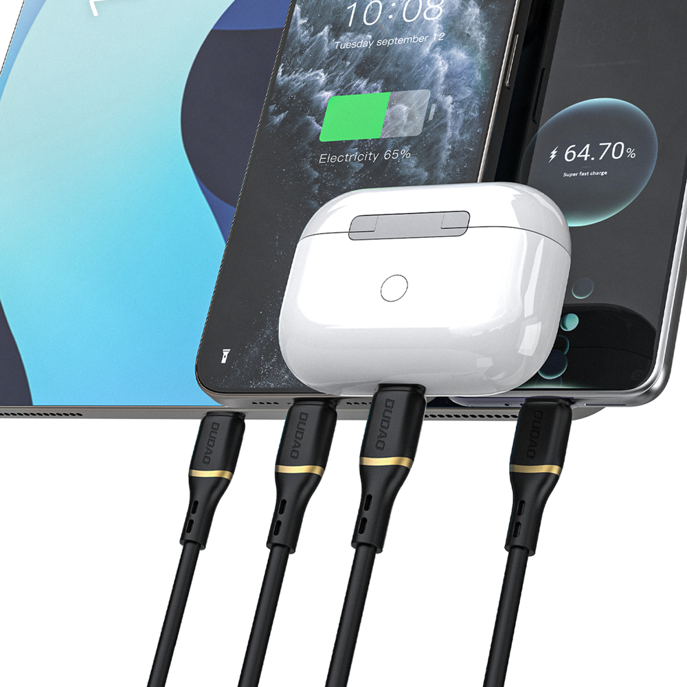 Dudao L25L 30W USB-A - Lightning Cable med Soft Silicone Braid Lightning 1m - sort