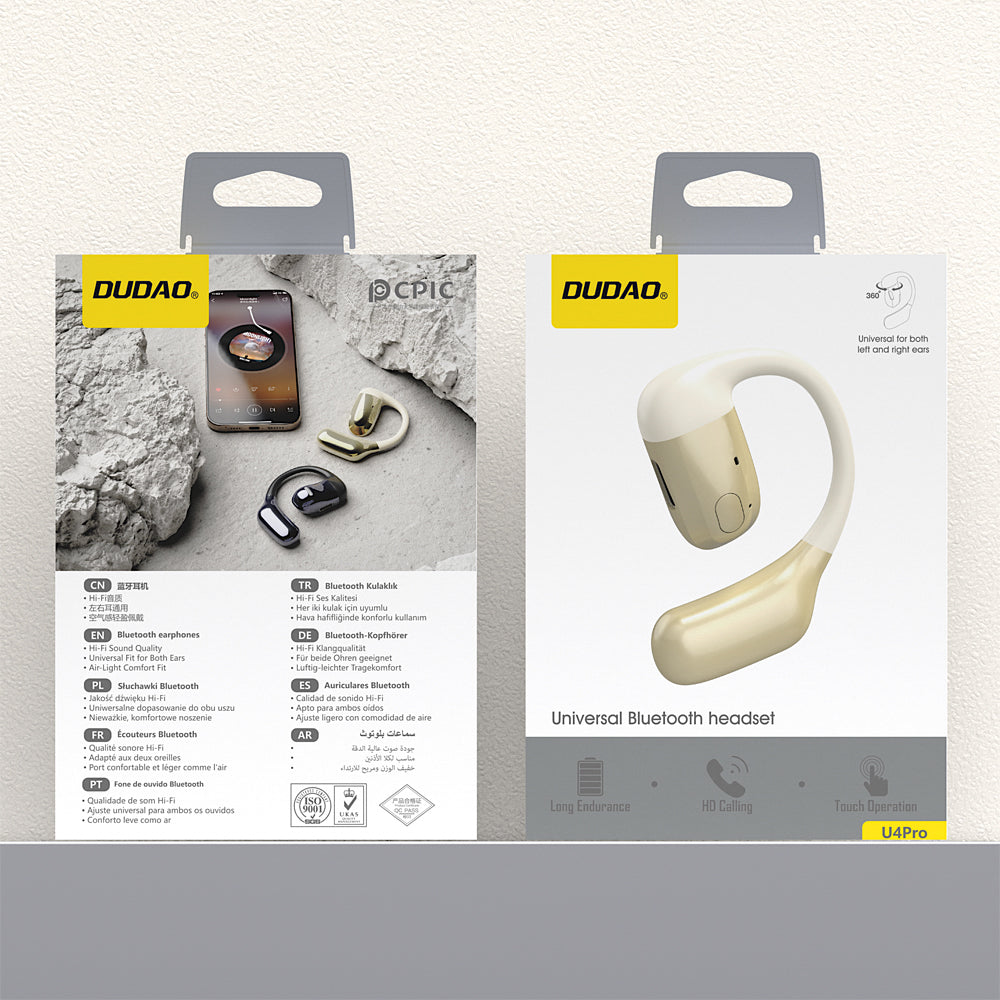 Dudao U4Pro Bluetooth universel over-ear headset til begge ører - beige og guld