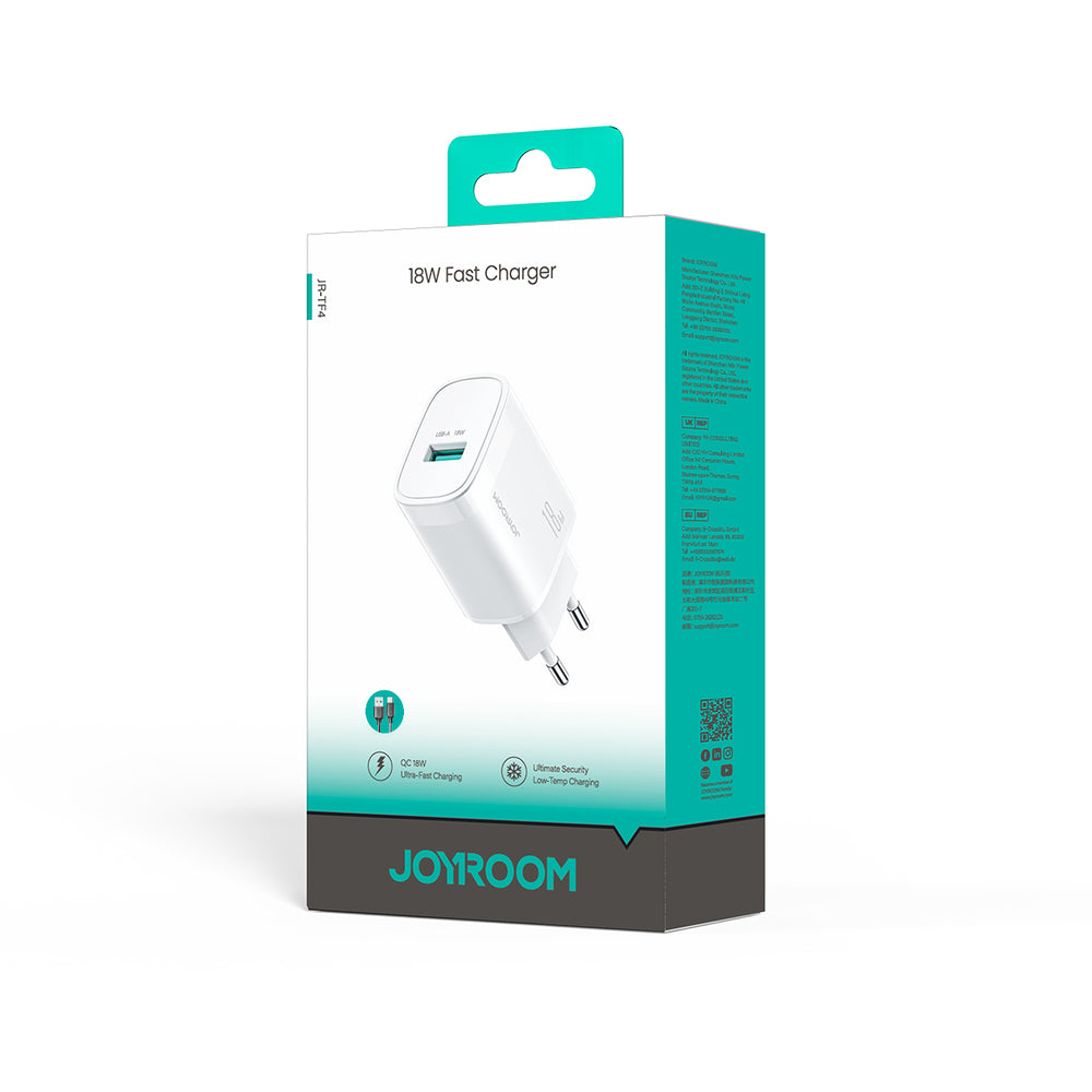 Joyroom JR-TF4 18W vægoplader med 3A USB-A - USB-C 1m kabel - hvid