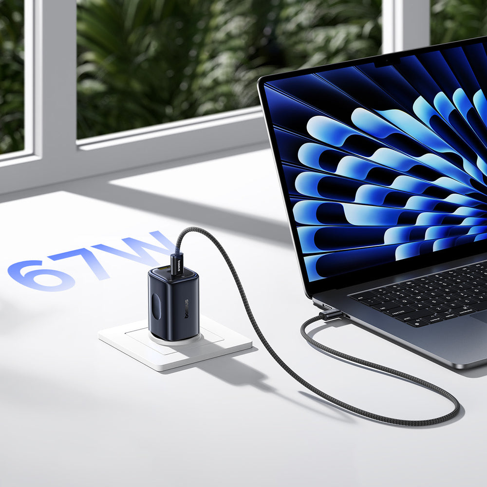 Baseus PicoGo AE11 67W Wall Charger with Two USB-C Ports and a USB-A Port - Black